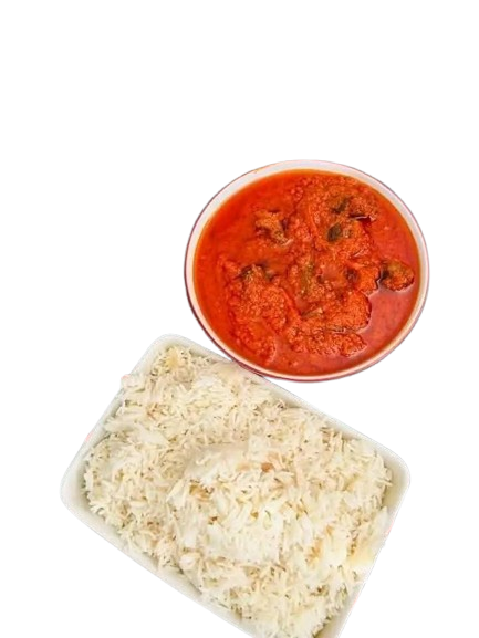 White Rice + Stew + Fried Plantain