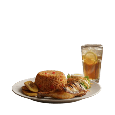 Jollof Rice + Meat + Drink